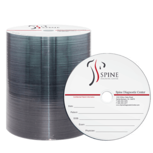 image of 100 printed disc spindle and sample print
