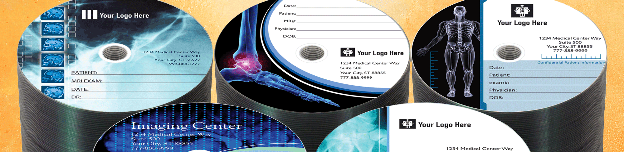 banner image of printed blank cds for medical offices